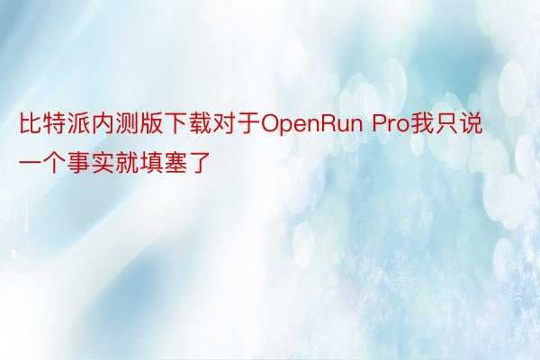 比特派内测版下载对于OpenRun Pro我只说一个事实就填塞了