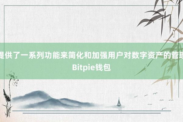 提供了一系列功能来简化和加强用户对数字资产的管理Bitpie钱包