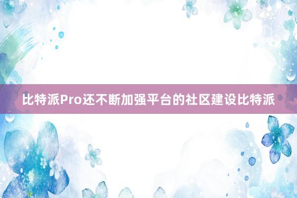 比特派Pro还不断加强平台的社区建设比特派