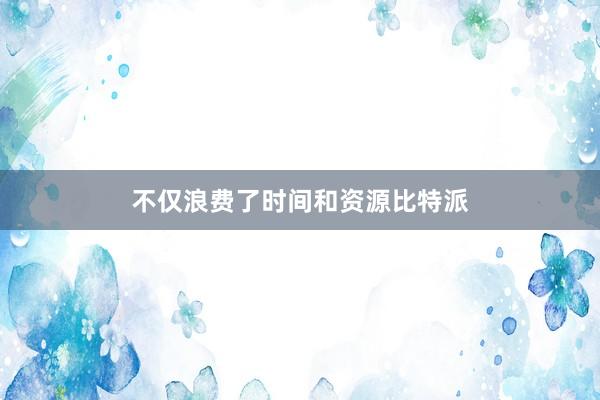 不仅浪费了时间和资源比特派