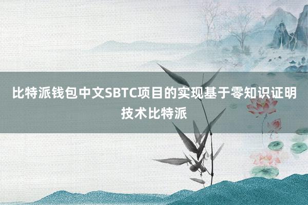 比特派钱包中文SBTC项目的实现基于零知识证明技术比特派